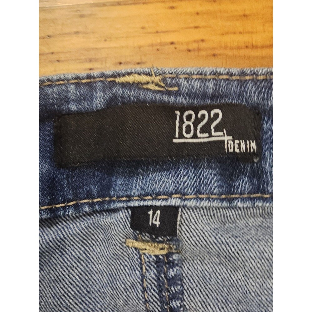 1822 Denim Butter Distressed Skinny Ankle Jeans Womens Sz 14 Raw Hem 32x27 Blue - Picture 7 of 14